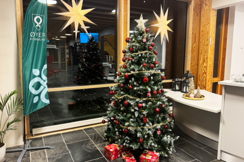 Julepyntet på Øyer kommunes servicetorg.